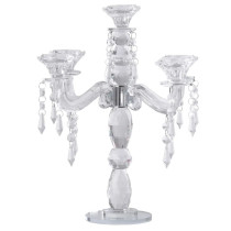 Підсвічник канделябр скляний на п'ять свічок з підвісками 35 см HP436