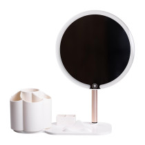 Дзеркало для макіяжу з підсвічуванням кругле настільне Ø21 см з підставкою Біле HP-10-9AW