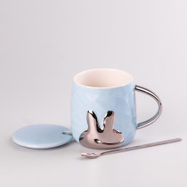 Кухоль керамічний Rabbit 300мл з кришкою та ложкою чашка з кришкою чашки для кави