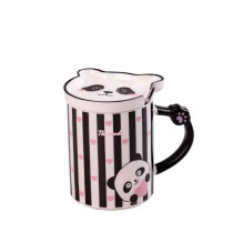 Чашка порцелянова The Panda 350мл з блюдцем та ложкою Смужка HPCY8369ST