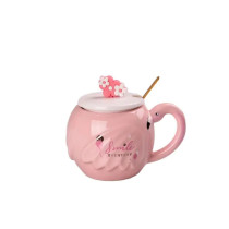 Чашка порцелянова Flamingo 500мл з кришкою і ложкою чашки для кави Smile HPCY8276SM