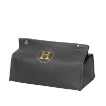 Серветниця з еко шкіри 20×7.5×11.5 см для серветок на кнопках Сірий HP-3-213G