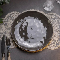 Тарілка сервірувальна кругла 26 см плоска порцелянова коричнева HP23393
