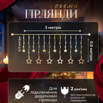 Електрична гірлянда Зірка штора 3 метри на вікно для фотозон синя WYF11BL