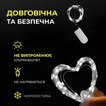 Світлодіодна гірлянда Роса 3 метри на батарейках 30 led нитка на білому дроті біла 30L3MWW