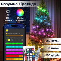 Розумна гірлянда GarlandoPro 1733044ML 250LED 2.5 м 10 ліній гірлянди роса