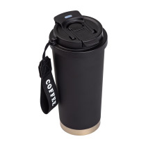 Термочашка Coffee з нержавіючої сталі з ремінцем 500 мл чорна HP-14-17B