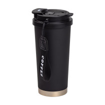 Термочашка Coffee з нержавіючої сталі з ремінцем 500 мл чорна HP-14-17B